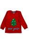 Boy's 100% Cotton Pine Tree New Year Written Red Long Sleeve Crew Neck Pajamas Set - 2