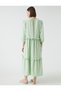 Ruffled Long Dress V Neck Flowy Relaxed Fit - 4