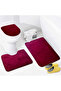 Unicolor Plain Plum 3-Piece Bath Mat Rug Set Non-Slip Toilet Seat Set
