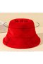 Red Vegan Fur Plush Winter Women's Premium Bucket Hat - 6