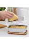 365+ 1 Lt Bamboo Steel 21x15x7 Cm Vacuum Rectangular Stainless Steel Storage Container with Bamboo Lid - 2