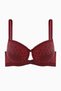 Lace Low-Cut Bra with Cross Rubber Detail - Unpadded - Fashion - 2511 - Burgundy