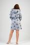 Women's Plus Size Long Hooded Gray Fleece Dressing Gown C3T9N1O302 - 5