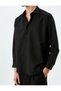 Long Sleeve Cotton Blended Half Italian Neckline Slim Fit Shirt - 5