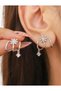 Steel Single Hole Multiple Look Silver Color Dangle Stone 3Pcs Look Earrings