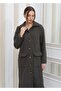 Collared Plush Curly Long Coat Anthracite - 8