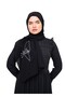 Polyster Black Shawl with Palestinian Map and the Word'Palestine' in Arabic Embroidered in Silver Color S100023 - 4