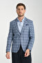 Light Navy Plaid Slim Fit Slim Fit Men's Blazer Jacket - 3