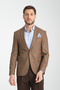 Marega Men's Brown Plaid Slim Fit Mono Collar Sports Blazer Jacket - 4