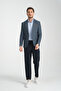 Nina Men's Navy Blue - Green Plaid Slim Fit Mono Collar Sports Blazer Jacket - 5
