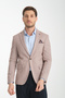 Odessa Men's Brown Self-Patterned Seasonal Mono Collar Slim Fit Blazer Jacket - 2