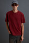 Solo Men's 100% Organic Cotton Thick Textured Comfort Fit Crew Neck Burgundy T-Shirt - 3