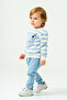 Çi̇Zgi̇Li̇ Bear Printed Mevsi̇Mli̇K Long Sleeve Bi̇Si̇Klet Collared Bottom Top Baby Boy Set - 3