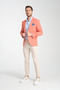 Arunte Men's Orange Linen Look Slim All-Season Slim Fit Blazer Jacket - 7