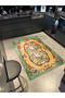 Green Yellow Themed Floral Flower Patterned Creative Modern Decorative Carpet 3486 - 3