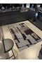 Black Beige Themed Abstract Abstract Patterned Creative Modern Decorative Carpet 3006 - 2