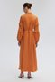 Belted Balloon Sleeve Satin Dress - 4