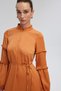 Belted Balloon Sleeve Satin Dress - 5