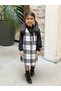 Black-White Plaid Girl's Winter V-Neck Gilet Dress - 2