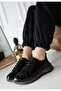 Piona Black Patent Leather Gray Sole Sneakers - 6