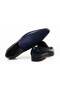 Dark Blue Color Laceless Genuine Leather Men's Shoes - 2