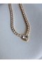 Gold Color Zircon Stone Heart Detailed Necklace