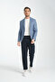 Pakito Men's Indigo Plaid Slim Fit Mono Collar Sports Blazer Jacket - 5