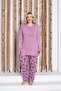 Purple Flower Printed Long Sleeve Women's Pjamas Suit