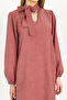 Women's Dusty Rose Collar Tie Elastic Sleeves Velvet Dress Arm-25K 001087 - 6