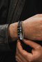 Natural Onyx Stone Leather Steel 3-Piece Men's Bracelet with Infinity and Greek Motif - 3