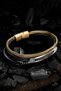 Natural Onyx Stone Leather Steel 3-Piece Men's Bracelet with Infinity and Greek Motif