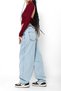 Belt Buckled Ice Blue Baggy Jeans with Belt Buckle - 5