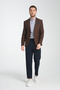 Alfredo Men's Coffee Mono Neck Linen Print Slim Fit Sports Blazer Jacket - 6