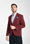 Baselna Men's Burgundy Stretch Lycra Fabric Fully Lined Slim Fit Mono Collar Slim Fit Blazer Jacket
