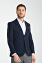 Baselna Men's Navy Blue Stretching Lycra Fabric Fully Lined Slim Fit Mono Collar Slim Fit Blazer Jacket
