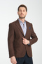 Alfredo Men's Coffee Mono Neck Linen Print Slim Fit Sports Blazer Jacket