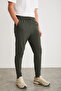 Cristian Men's Technical Fabric Green Sweatpants with Elastic Waist and Stopper Detail - 3