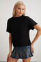 Lottıe Women 100% Organic Cotton Regular Fit Crew Neck Basic Short Sleeve Black T-Shirt - 4