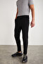 Men's Regular Fit Black Sweatpants with Stopper Detail and Technical Fabric Elastic Waist - 5