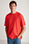 Jett Men's Oversize Fit 100% Organic Cotton Thick Textured Crew Neck Red T-Shirt - 2