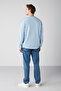 Travis Men's Organic Fabric Soft Regular Fit Round Neck Blue Sweatshirt - 6