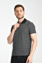 Violes Men's Striped Slim Fit 100% Cotton Black Polo Neck T-Shirt - 3