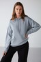 Adel Women's Organic Cotton Fleece Inside Soft Relaxed Kangaroo Pocket Hooded Blue Sweatshirt - 5