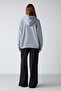 Adel Women's Organic Cotton Fleece Inside Soft Relaxed Kangaroo Pocket Hooded Blue Sweatshirt - 6