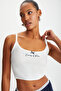 Joan women's Corded Fabric stretchy fabric embroidered front and bow crop white bustier
