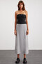 Isla Women's Woven Fabric Back Deep Slit Maxi Length Regular Waist Gray Skirt - 2