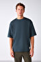 Joel Men's 100% Organic Cotton Thick Fabric Oversize Green T-Shirt with Special Textured Label Detail - 4