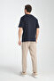 2857 Massimo Men's Dark Navy Blue 100% Supima Cotton Stretchy Fabric Regular Fit Crew Neck T-Shirt - 6