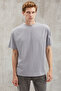 Sterling Men's Oversize Fit Rain Droplet Image Special Textured Gray T-shirt - 4