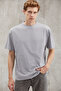 Sterling Men's Oversize Fit Rain Droplet Image Special Textured Gray T-shirt